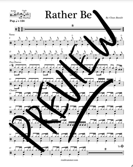 Clean Bandit - "Rather Be" Drum Sheet Music