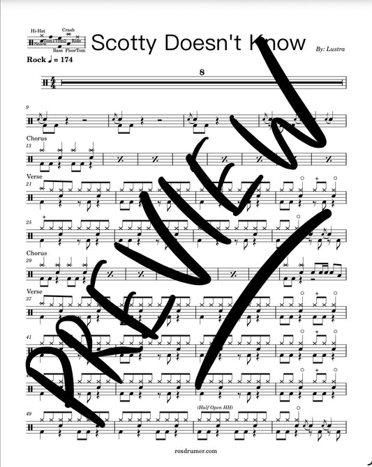 Lustra - "Scotty Doesn't Know" Drum Sheet Music