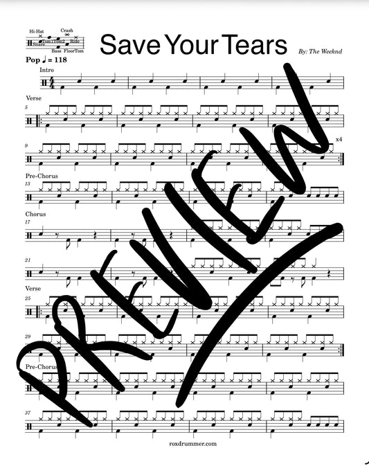 The Weeknd - "Save Your Tears" Drum Sheet Music