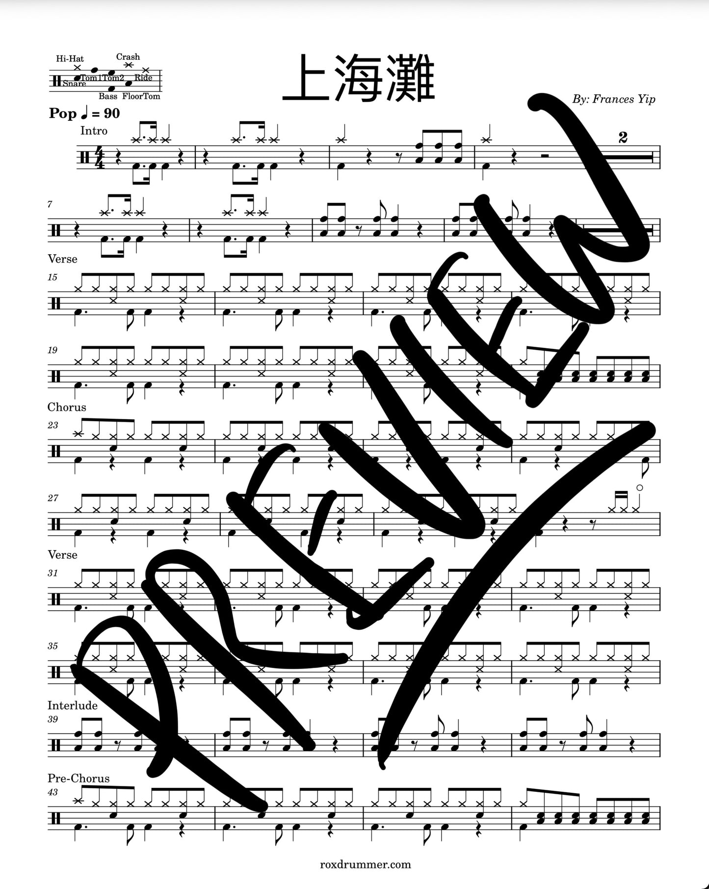 Frances Yip - "上海灘" Drum Sheet Music