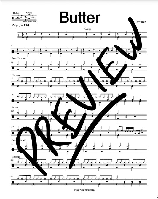 BTS - "Butter" Drum Sheet Music