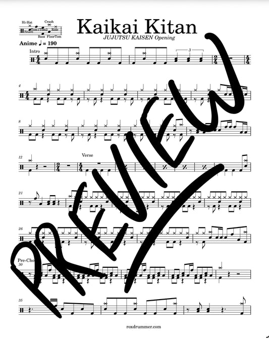 JUJUTSU KAISEN - "Kaikai Kitan" Drum Sheet Music