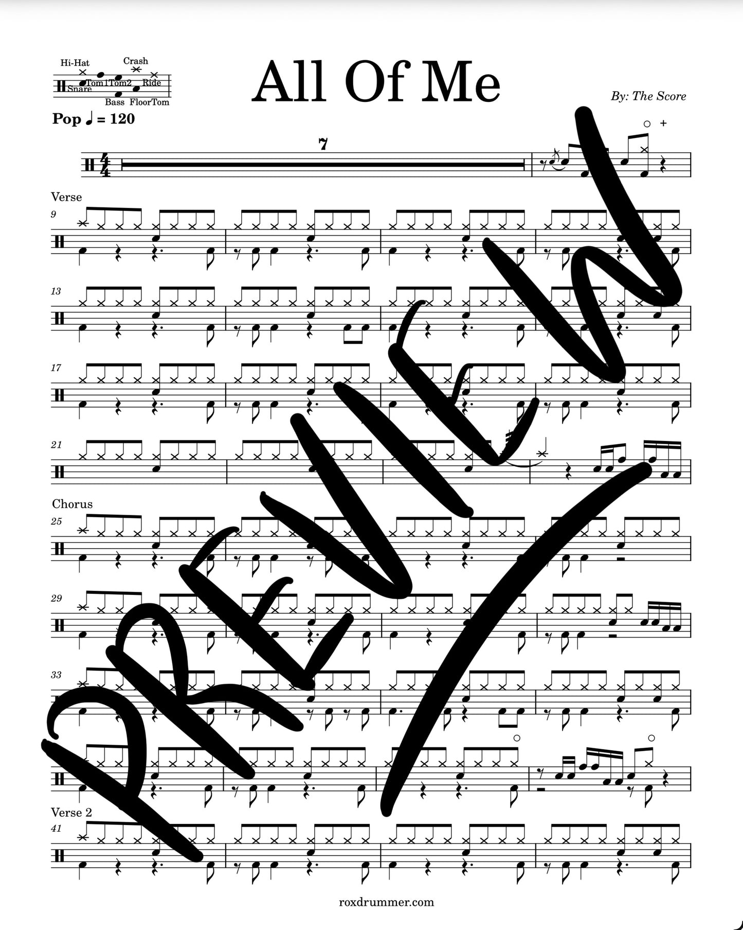The Score - "All Of Me" Drum Sheet Music