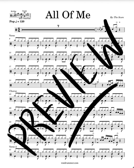 The Score - "All Of Me" Drum Sheet Music