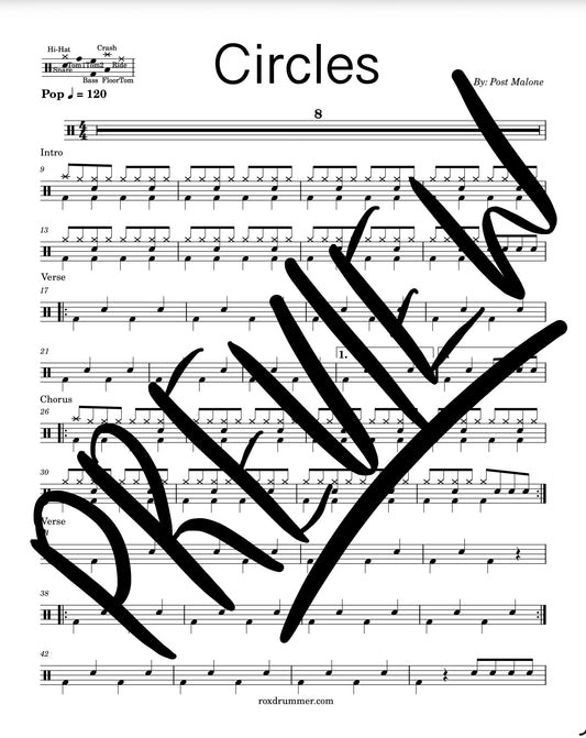 Post Malone - "Circles" Drum Sheet Music