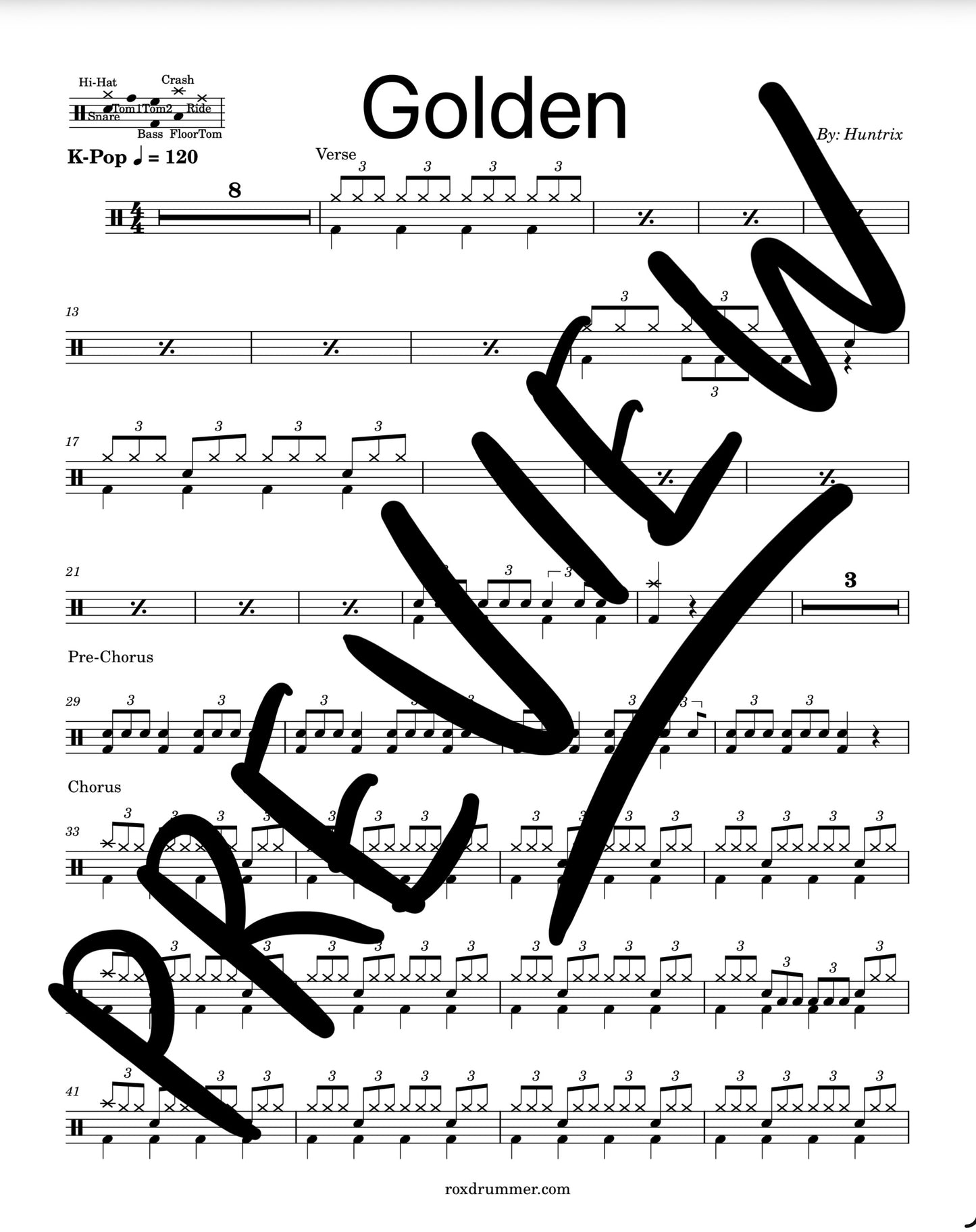 Huntrix - "Golden" Drum Sheet Music