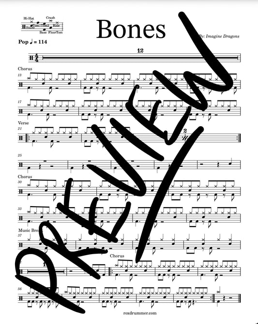 Imagine Dragons - "Bones" Drum Sheet Music
