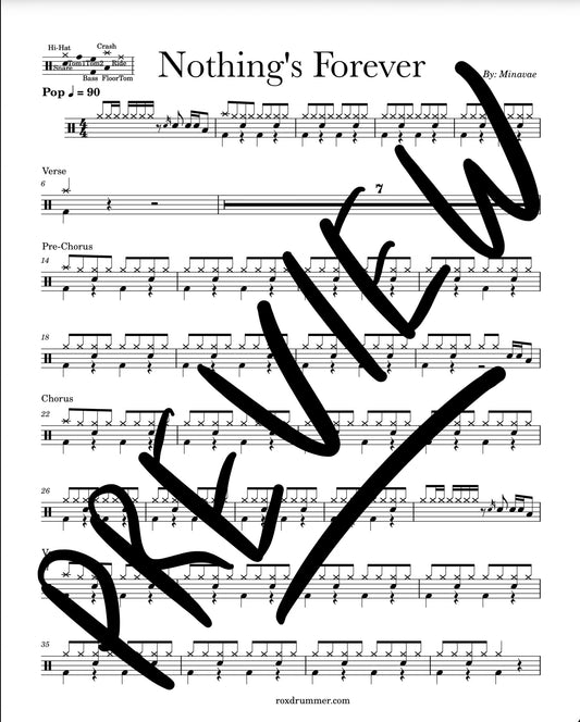 Minavae - "Nothing's Forever" Drum Sheet Music