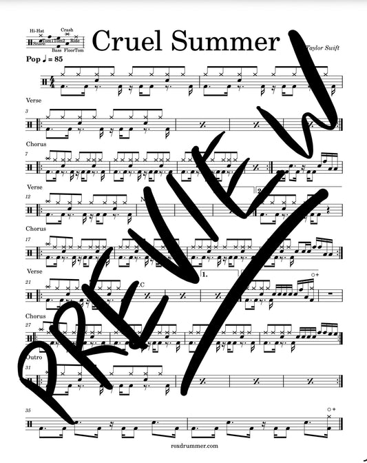 Taylor Swift - "Cruel Summer" Drum Sheet Music