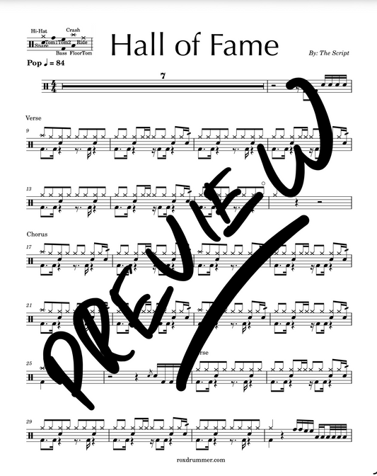 The Script - "Hall of Fame" Drum Sheet Music