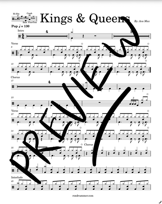 Ava Max - "Kings & Queens" Drum Sheet Music