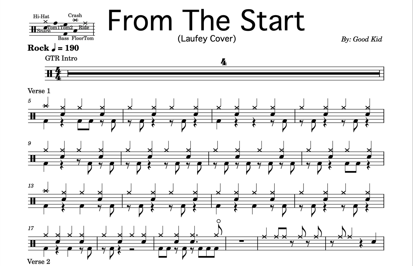 Good Kid - "From The Start" (Laufey Cover) Drum Sheet Music