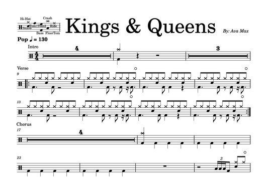 Ava Max - "Kings & Queens" Drum Sheet Music