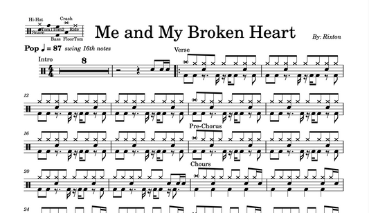 Rixton - "Me and My Broken Heart" Drum Sheet Music