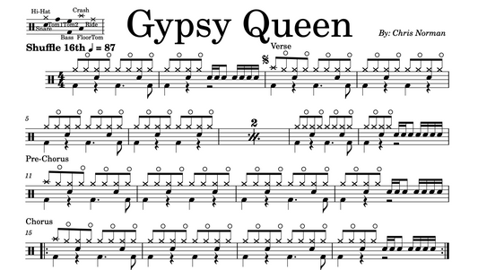 Chris Norman - "Gypsy Queen" Drum Sheet Music