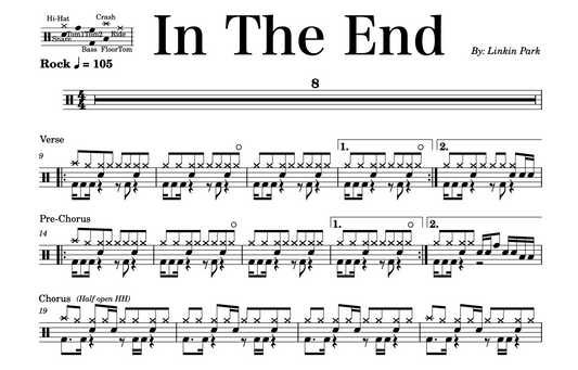 Linkin Park - "In The End" Drum Sheet Music