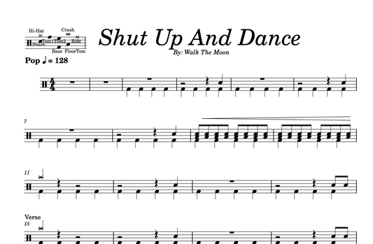 Walk The Moon - "Shut Up and Dance" Drum Sheet Music