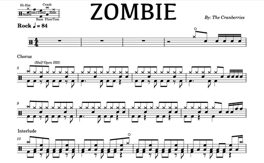 The Cranberries - "Zombie" Drum Sheet Music