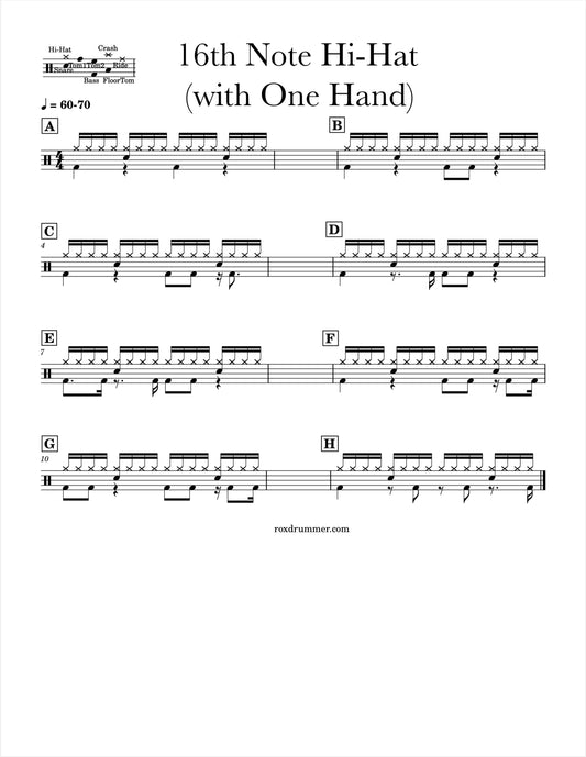 🥁 16th Note Hi-Hat (One Hand)
