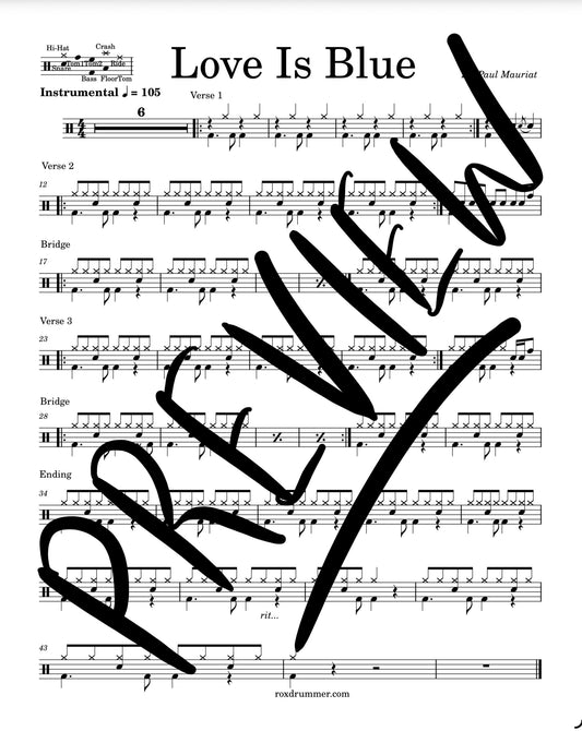 Paul Mauriat - "Love Is Blue" Drum Sheet Music
