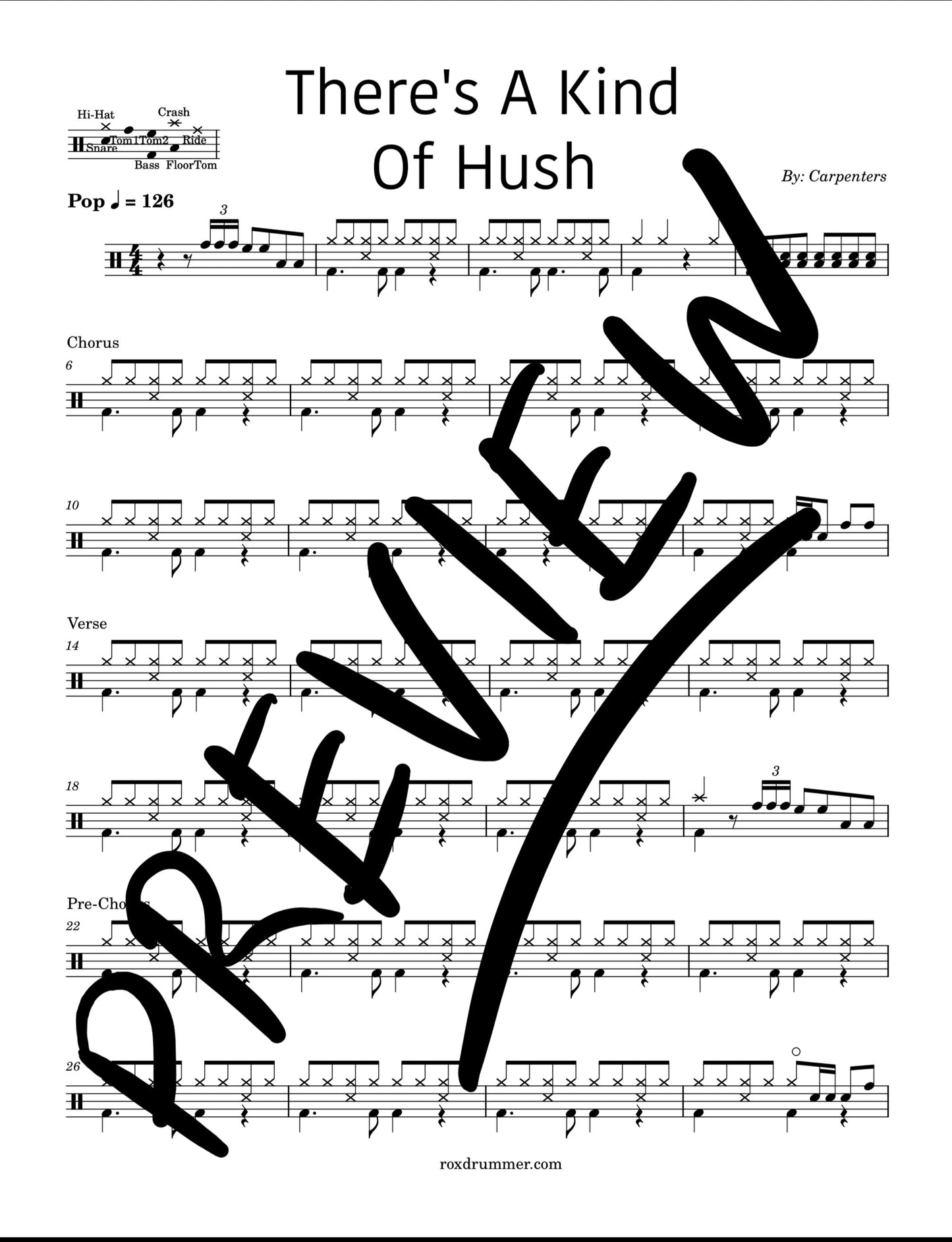 Carpenters - "There's A Kind Of Hush" Drum Sheet Music