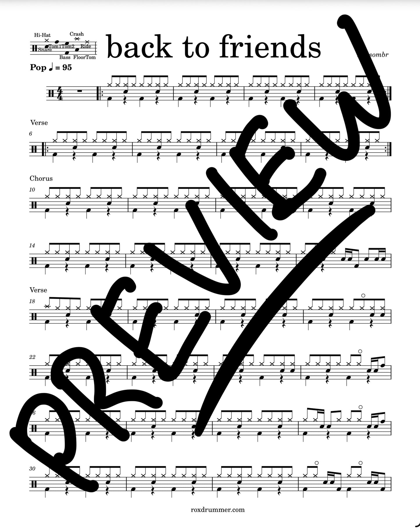 sombr - "back to friends" Drum Sheet Music