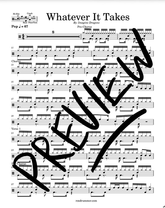 Imagine Dragons - "Whatever It Takes" Drum Sheet Music