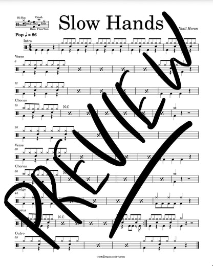 Niall Horan - "Slow Hands" Drum Sheet Music