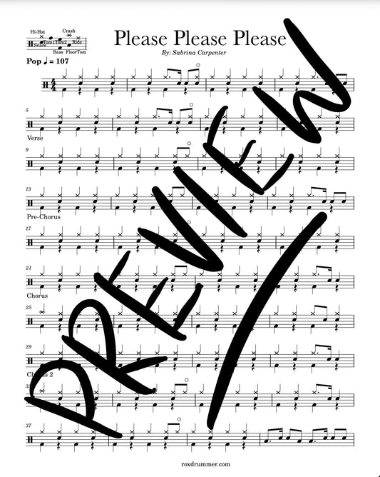 Sabrina Carpenter - "Please Please Please" Drum Sheet Music