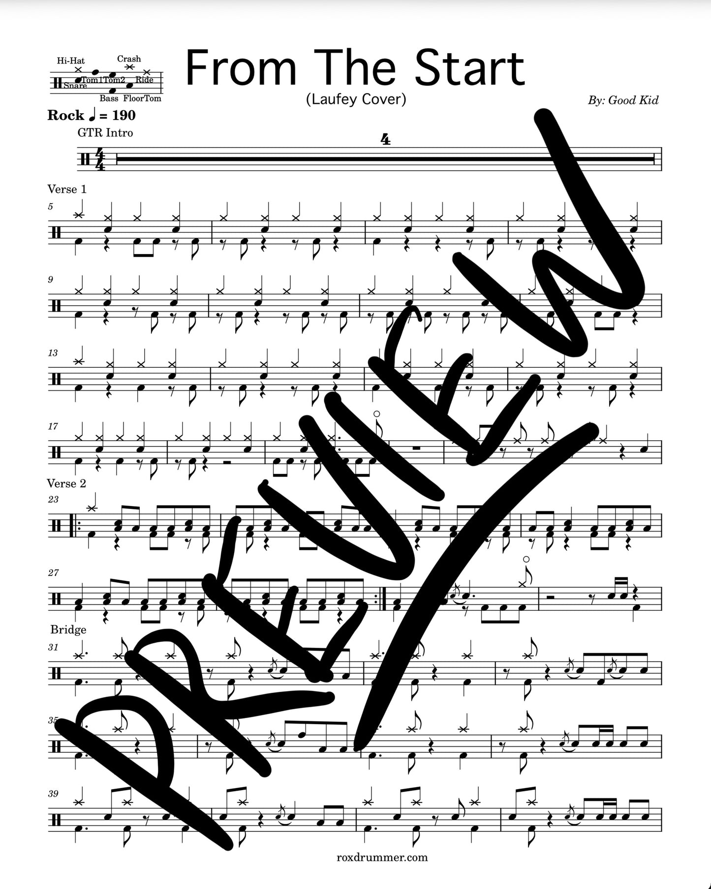 Good Kid - "From The Start" (Laufey Cover) Drum Sheet Music