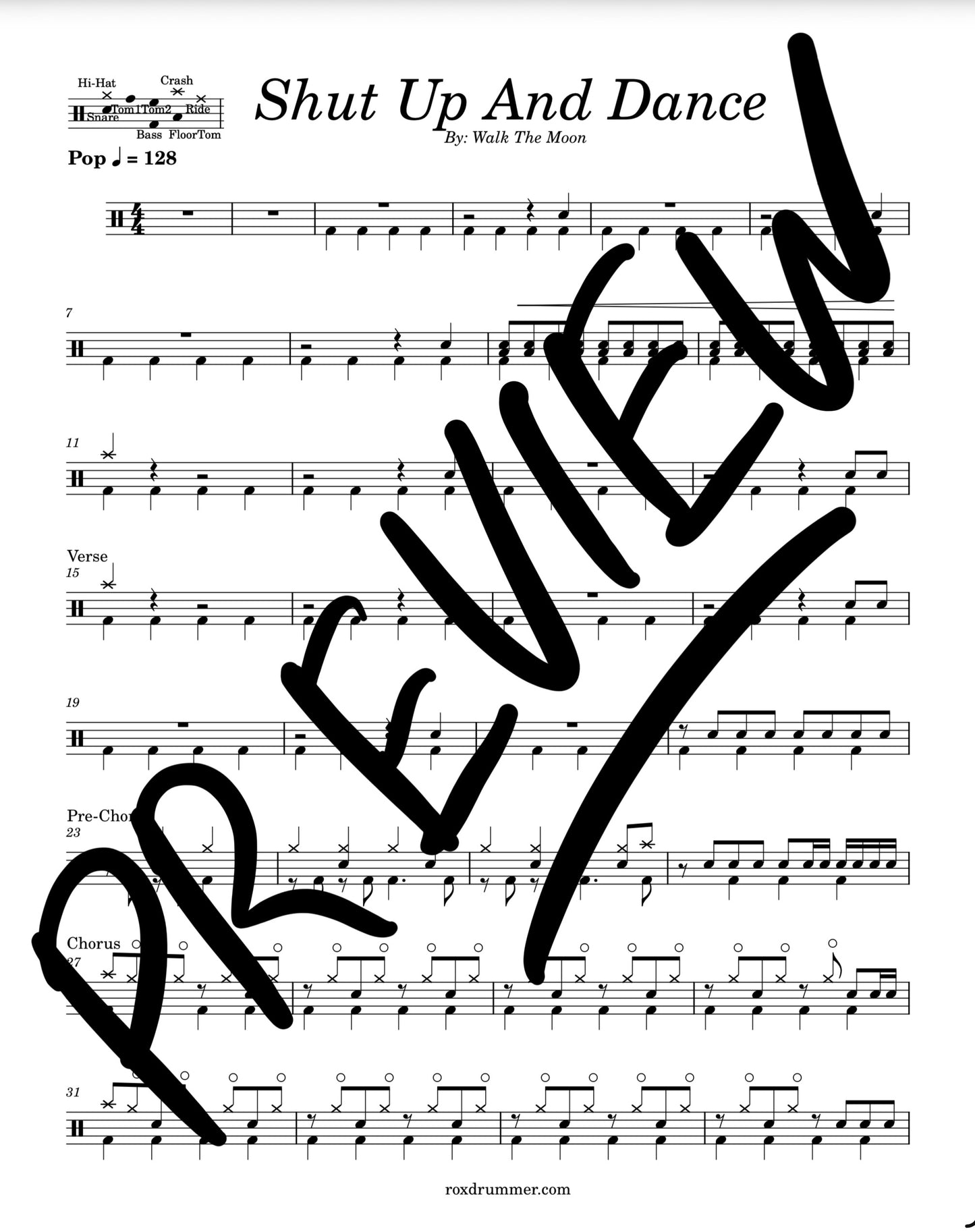Walk The Moon - "Shut Up and Dance" Drum Sheet Music