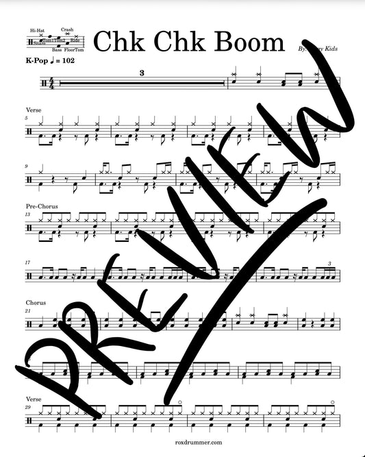 Stray Kids - "Chk Chk Boom" Drum Sheet Music