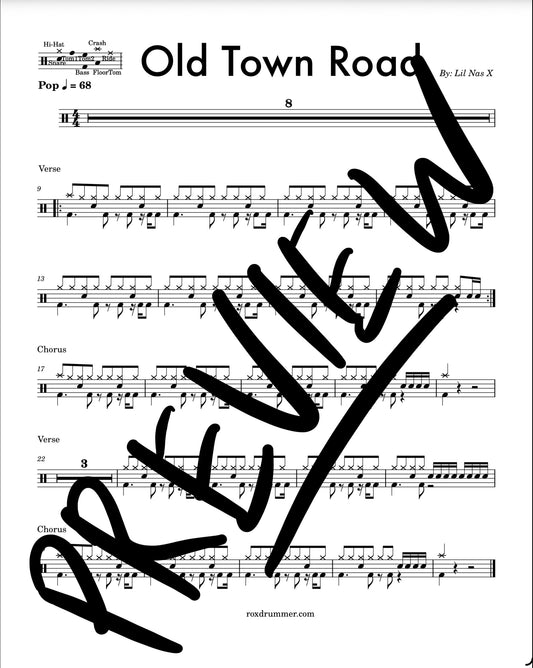 Lil Nas X - "Old Town Road" Drum Sheet Music