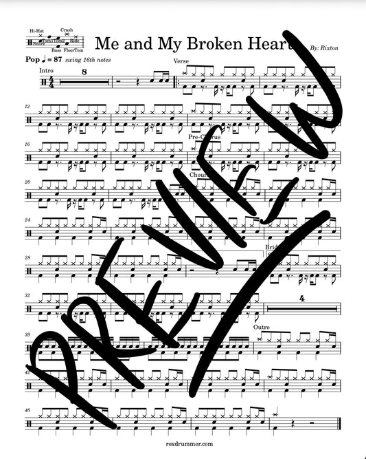 Rixton - "Me and My Broken Heart" Drum Sheet Music