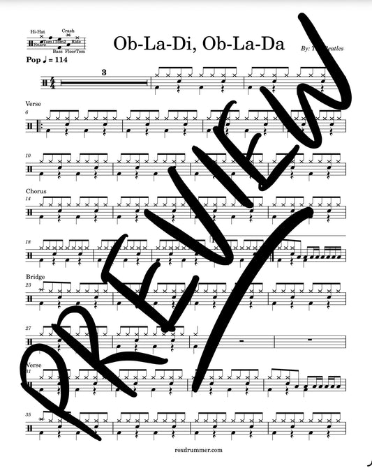 The Beatles - "Ob-La-Di, Ob-La-Da" Drum Sheet Music