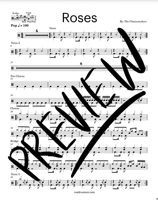 The Chainsmokers - "Roses" Drum Sheet Music