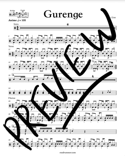 Lisa - "Gurenge" Drum Sheet Music