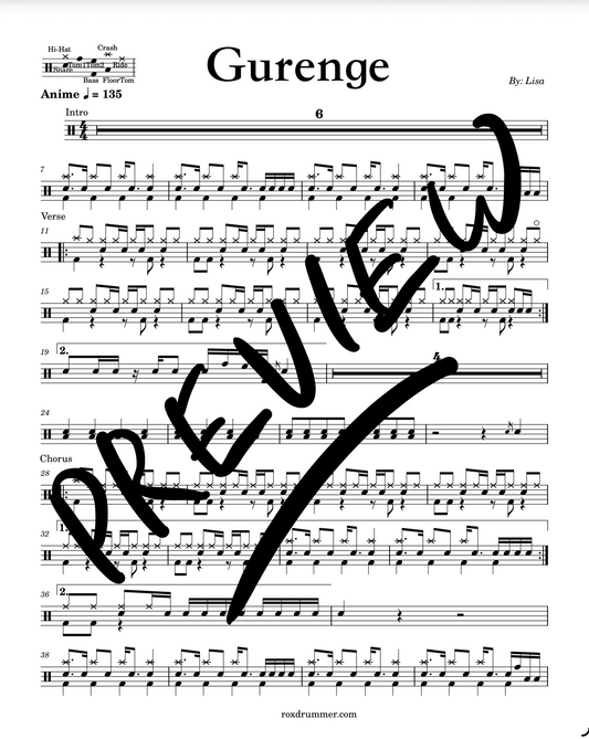 Lisa - "Gurenge" Drum Sheet Music