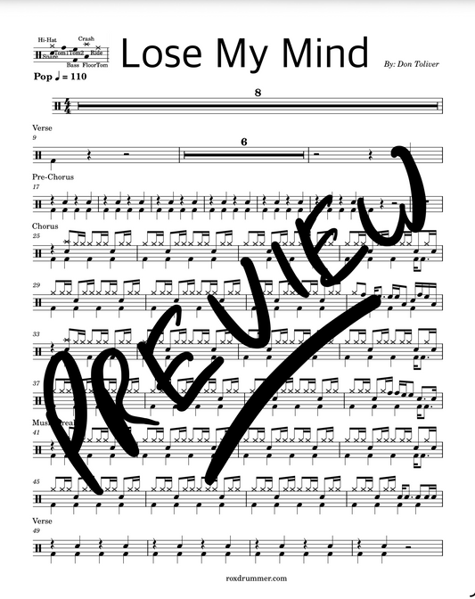 Don Toliver - "Lose My Mind" Drum Sheet Music