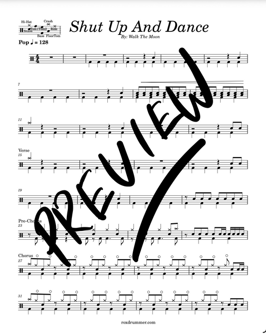 Walk The Moon - "Shut Up and Dance" Drum Sheet Music