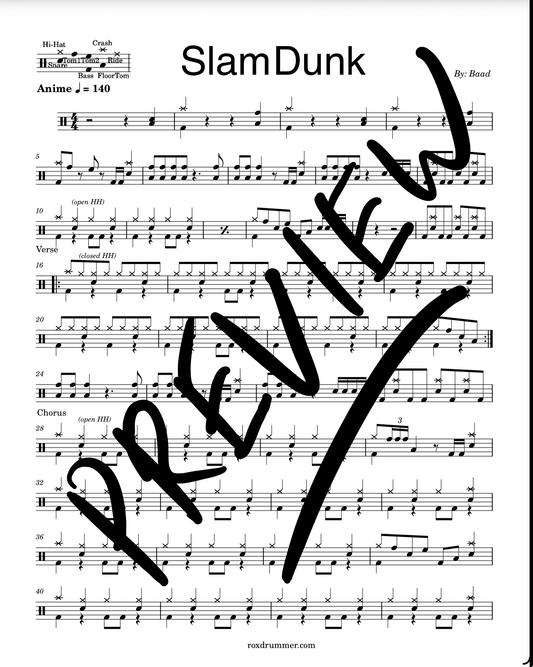 Baad - "Slam Dunk" Drum Sheet Music