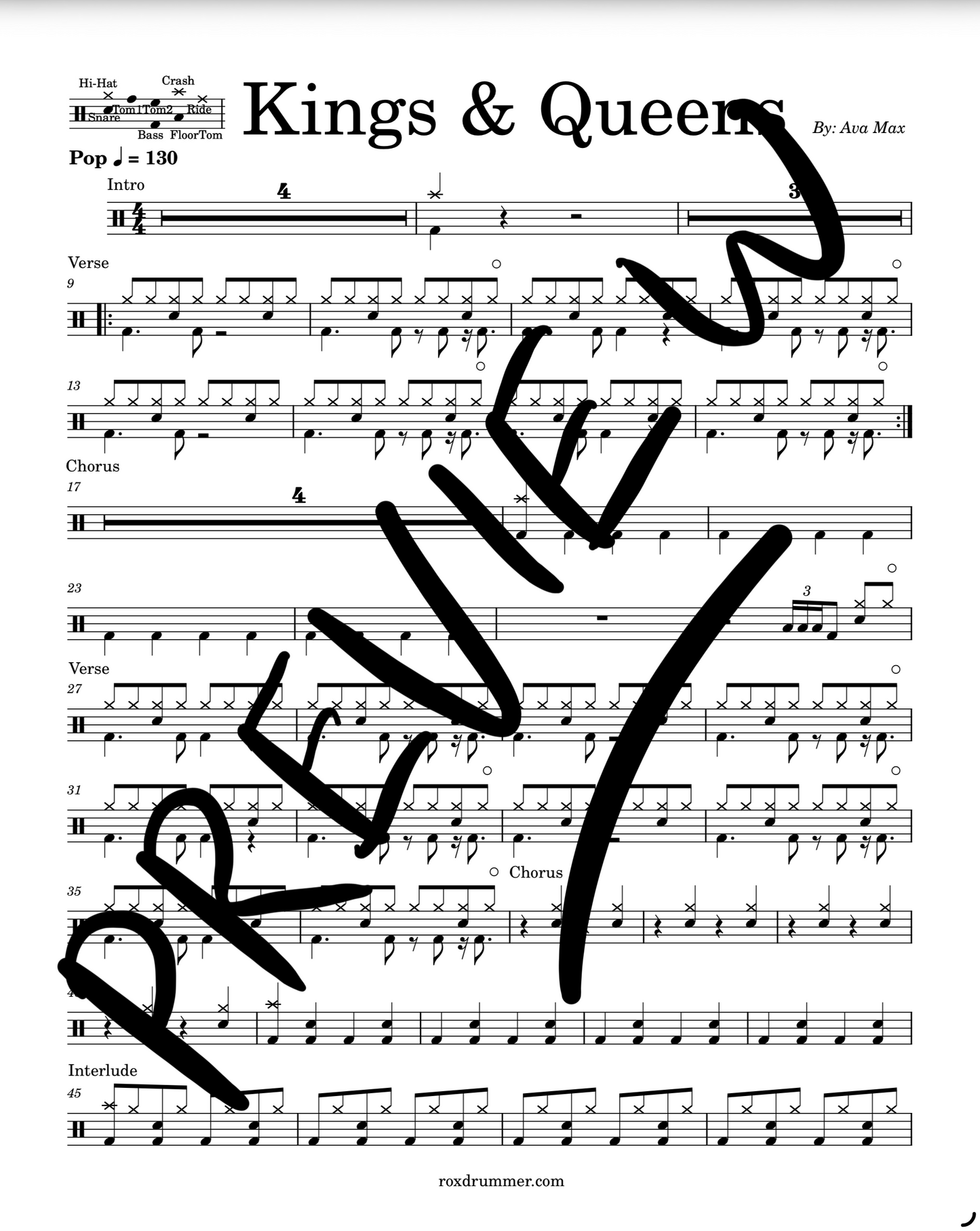 Ava Max - "Kings & Queens" Drum Sheet Music
