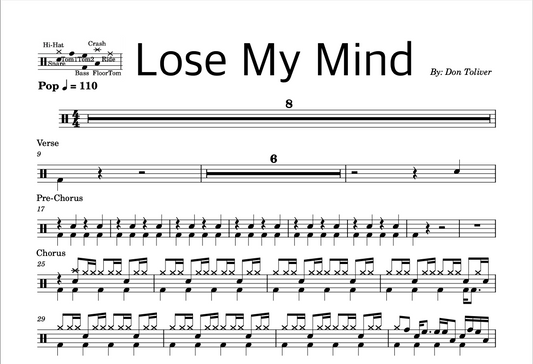 Don Toliver - "Lose My Mind" Drum Sheet Music